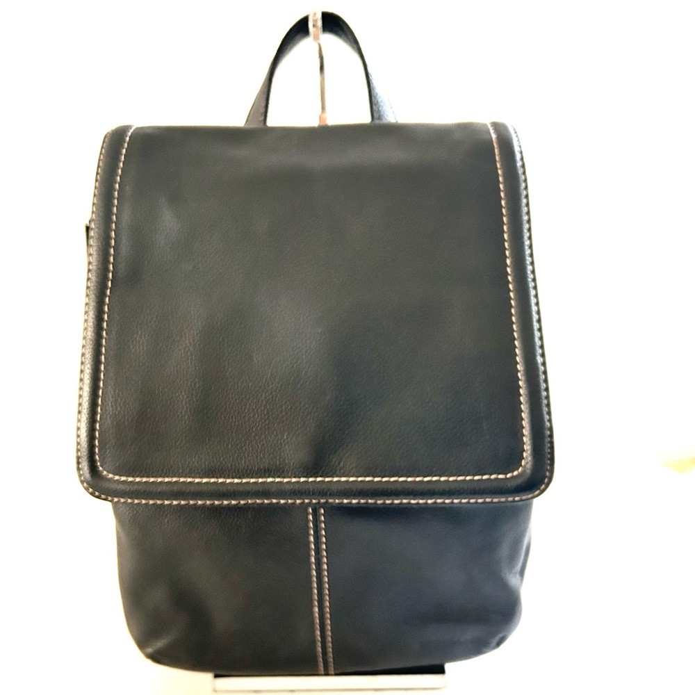 Tignanello Black Leather Backpack Bag